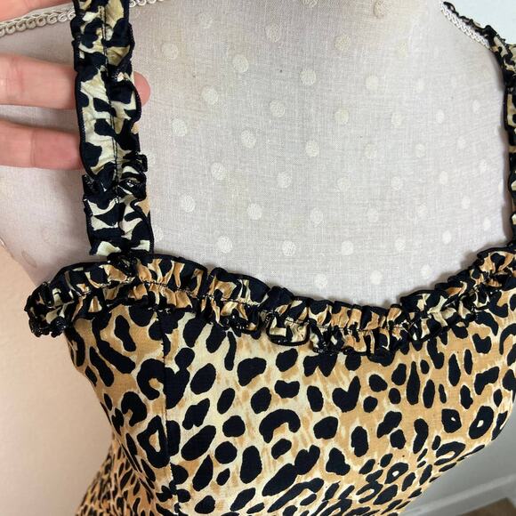 Faithfull the Brand Noemie Dress Sz 6 Leopard Print Midi Length Slip - Picture 7 of 12